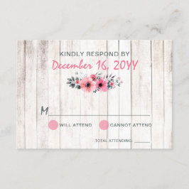 Rustikale Wood Floral Rose Country Wedding UAWG RSVP Karte