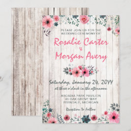 Rustikale Wood Floral Rose Land Hochzeit Einladung