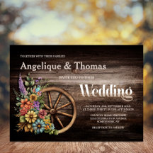 Rustikale Wood Floral Wagon Wheel Wedding