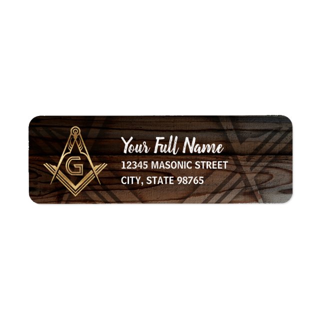 Rustikale Wood-Masonic-Rücksendeadressen-Aufkleber (Vorne)