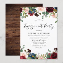 Rustikale Wood Red Burgundy Floral Engagement Part