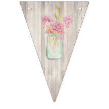 Rustikale Woodgrain Mason Jar Pink Blumenhochzeit