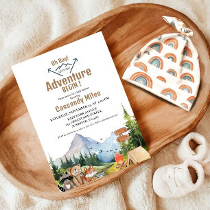 Rustikale Woodland Animals Adventure Baby Dusche Einladung