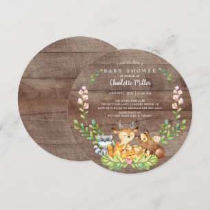 Rustikale Woodland Animals Kinderdusche Einladung