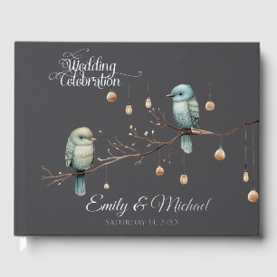 Rustikale Woodland Love Birds Romantische Hochzeit Gästebuch