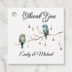 Rustikale Woodland Love Birds Romantische Hochzeit Geschenkanhänger