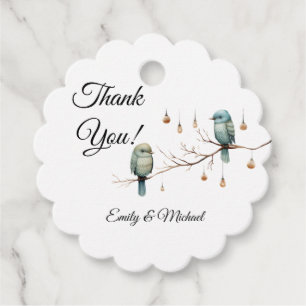 Rustikale Woodland Love Birds Romantische Hochzeit Geschenkanhänger