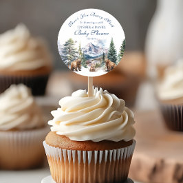 Rustikale Woodland Mountain Bear Babydusche Danke Runder Aufkleber