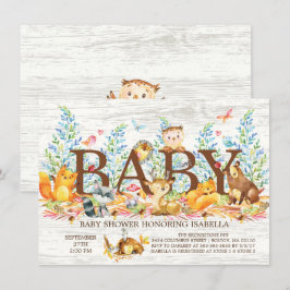 Rustikale Woodland Neutral Baby Dusche Einladung