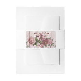 Rustikale Woodland-Rose Blumenlandhochzeit Einladungsbanderole