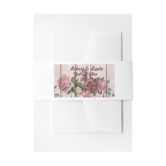 Rustikale Woodland-Rose Blumenlandhochzeit Einladungsbanderole (Vorderseite Beispiel)