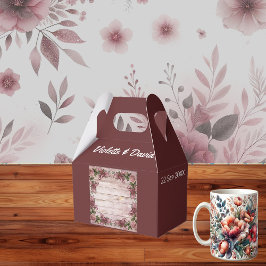 Rustikale Woodland-Rose Blumenlandhochzeit Geschenkschachtel