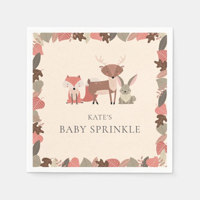 Rustikale Woodlandtiere Baby Sprinkle Dusche Serviette (Vorderseite)