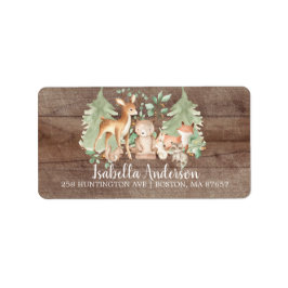 Rustikale Woodlandtiere Babydusche Adressaufkleber