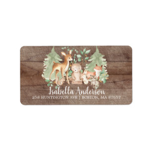 Rustikale Woodlandtiere Babydusche Adressaufkleber