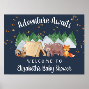 Rustikale Woodlandtiere Nachtwache Kinderdusche Wi Poster