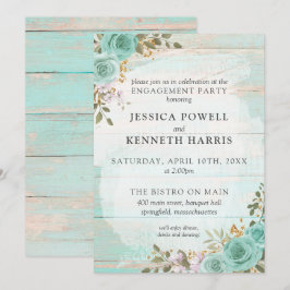 Rustikale Woods Turquoise Floral Engagement Party Einladung
