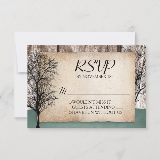 Rustikale Woodsy Deer Wedding RSVP-Karten RSVP Karte (Vorderseite)