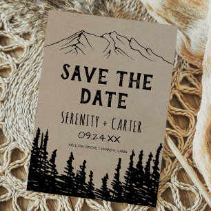 Rustikale Woodsy Mountain Save the Date Card