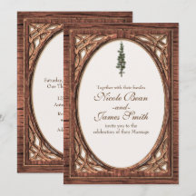 Rustikale Woodsy Pine Tree Zwei Tone Wood Einladun