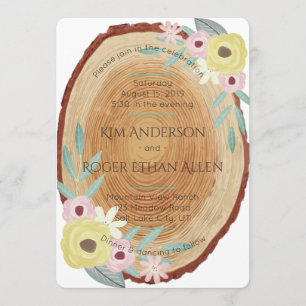Rustikale Woodsy Watercolor Blumenhochzeit lädt ei Einladung