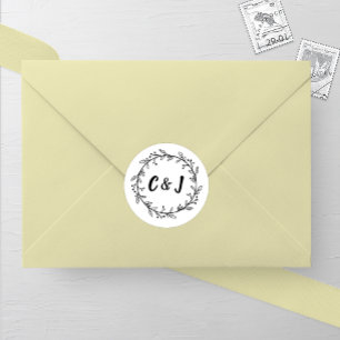 Rustikale Wreath-Hochzeit Runder Aufkleber