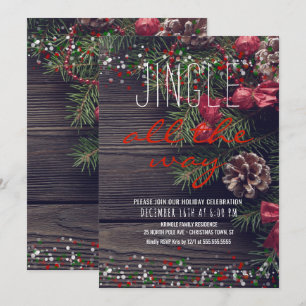 Rustikale Wreath Holiday Party Jingle Einladung