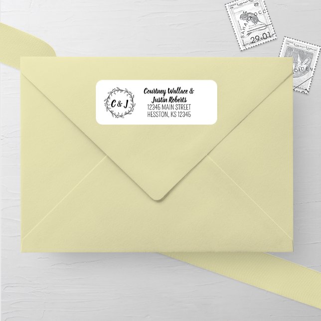 Rustikale Wreath Wedding Rücksendeadresse (Von Creator hochgeladen)