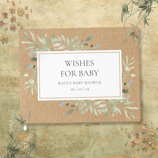 Rustikale Wünsche für Babygrün Aquarelldusche Gästebuch (Rustic Wishes for Baby Greenery Watercolor Shower Guest Book)