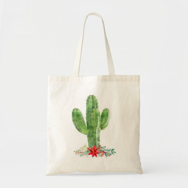 Rustikale Wüste Kaktus Weihnachtsfeiertag Tragetasche (Vorne)