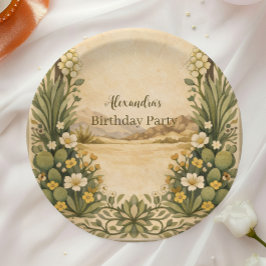 Rustikale Wüstenbotanik zum Geburtstag Pappteller