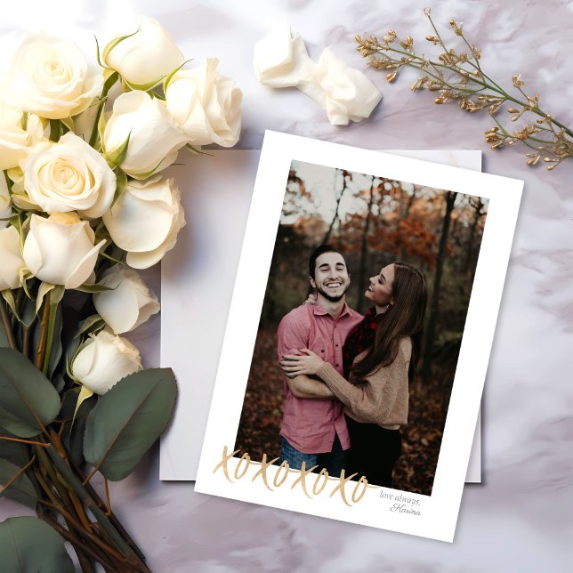 Rustikale XOXO Hugs & Kisses Valentine Fotokarte Einladung (Von Creator hochgeladen)