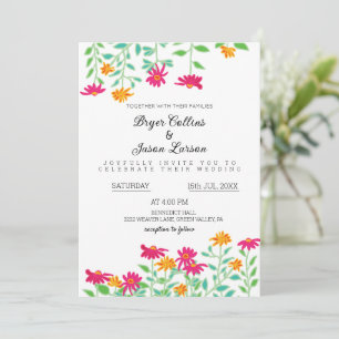 Rustikale Zinnia-Blume Hochzeit Einladung