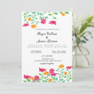 Rustikale Zinnia-Blume Hochzeit Einladung