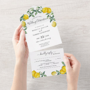 Rustikale Zitronen Hochzeitseinladung alles in ein All In One Einladung