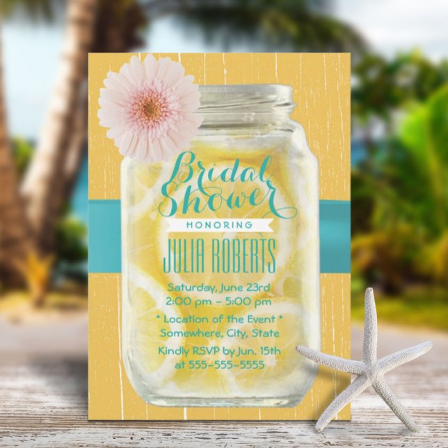 Rustikale Zitronen in Mason Jar Aquamarin Gürtel B Einladung (Von Creator hochgeladen)
