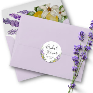 Rustikale Zitronen- und Lavendel-Hochzeitsdusche-F Runder Aufkleber