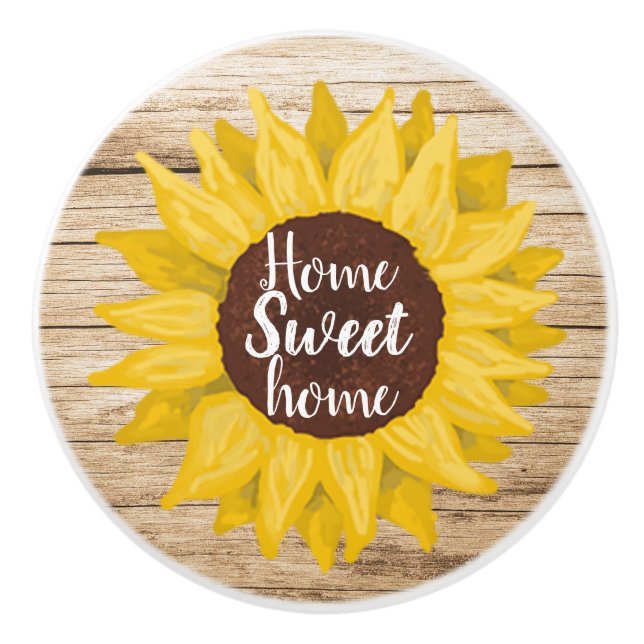 Rustikale Zuhause Sweet Zuhause Sunflower Keramikknauf (Vorderseite)