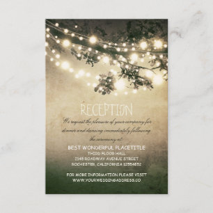 rustikale Zweige & Lichter Hochzeitsempfang Begleitkarte