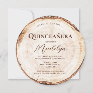 Rustikaler 15. Geburtstag Quinceanera Holzmaserung Einladung