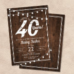 Rustikaler 40. Geburtstag mit String Lights Party Einladung<br><div class="desc">Diese rustikale 40. Geburtstagseinladung mit Saitenbeleuchtung auf dunklem Holzboden. Klicken Sie auf die Schaltfläche Anpassen, um den Text flexibler zu gestalten! Variationen dieses Designs, zusätzliche Farben sowie koordinierende Produkte sind in unserem Shop, zazzle.com/doodlelulu* verfügbar. Kontaktieren Sie uns, wenn Sie dieses Design für ein bestimmtes Produkt verwenden möchten, um Ihr eigenes,...</div>