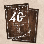 Rustikaler 40. Geburtstag mit String Lights Party Einladung