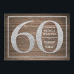 Rustikaler 60. Geburtstag Einladung Silberner Glit<br><div class="desc">Rustikale 60. Geburtstagseinladung. Schwarz-Silberner Glitzer Geburtstagsparty lädt mit rustikalem Holzhintergrund ein. Überraschung Geburtstag. Erwachsener zum Geburtstag. Männer oder Frauen schwindeln Party. Für weitere Anpassungen klicken Sie bitte auf die Schaltfläche "Anpassen" und verwenden Sie unser Designwerkzeug,  um diese Vorlage zu ändern.</div>