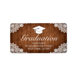 Rustikaler Abschluss aus Holz und Weißspitzen Adressaufkleber