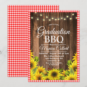 Rustikaler Abschluss GRILLEN Sonnenblumen Einladun Einladung