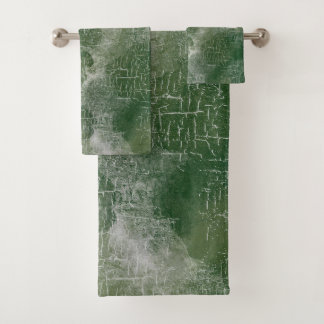 Rustikaler Abstrakter Grunge im Wald, Pine Green, Badhandtuch Set