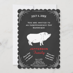 Rustikaler Amerikaner 4. Juli GRILLEN Party Piggy Einladung