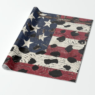 Rustikaler Amerikanischer Flaggen-Leoparden-Druck  Geschenkpapier