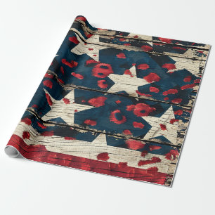 Rustikaler amerikanischer Flaggen-Leoparden-Druck  Geschenkpapier