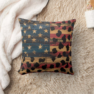 Rustikaler amerikanischer Flaggen-Leoparden-Druck  Kissen